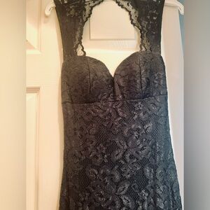 Black Lace elegant mermaid dress open back
